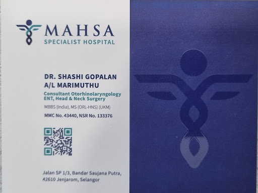 Ear Nose Throat (ENT) Specialist @ Mahsa Specialist Hospital
